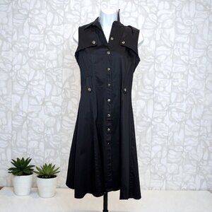 Eliza J Black Sleeveless Button Front Midi Dress Size 6
